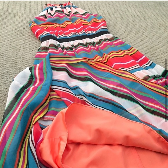 BCBG Maxazria Rainbow High Neck Maxi Dress - Picture 4 of 7